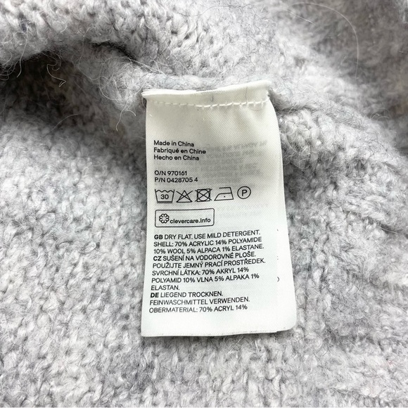 H&m Oversized Slouchy Turtleneck Knit Sweater, Grey Size Small - Picture 8 of 8